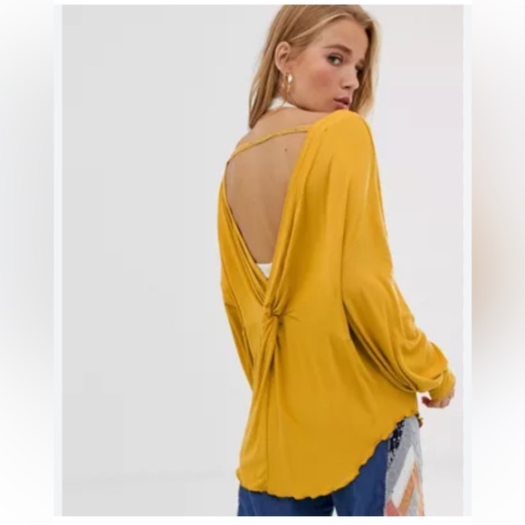 *NWT* We The Free by FP Shimmy Deep V Back Top w/Crochet Sleeve Sz Medium - Picture 2 of 10